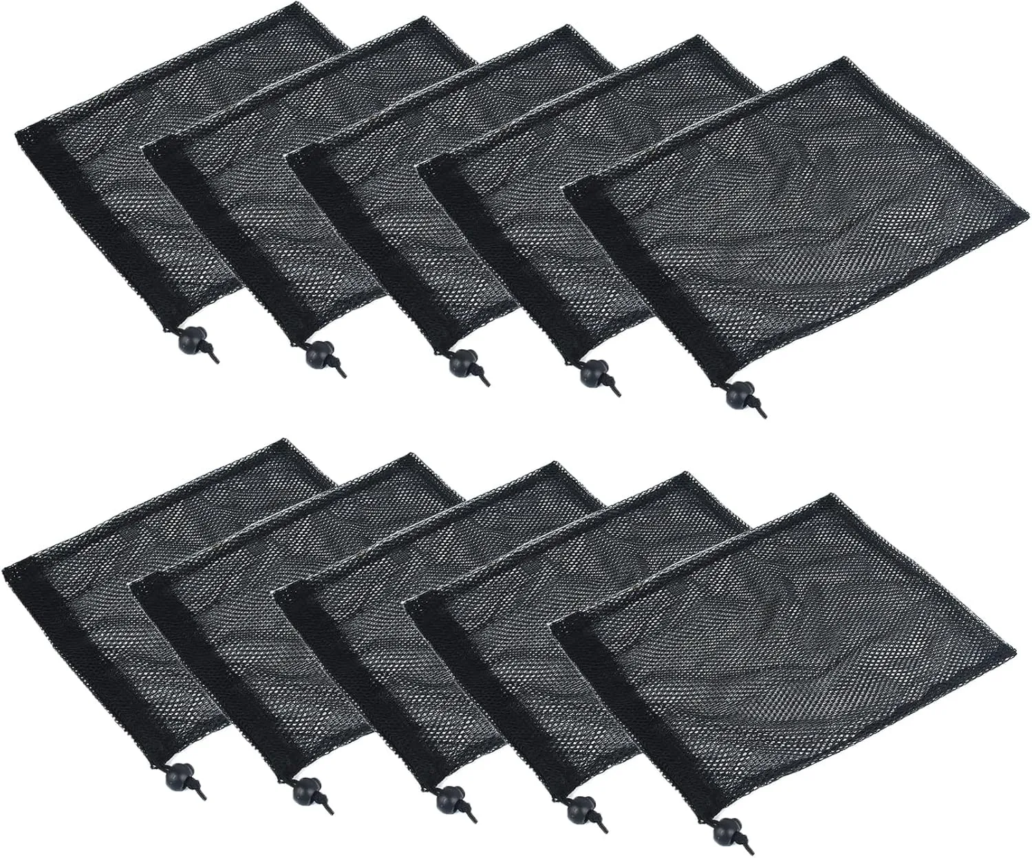 10PCS Small Mesh Bags Drawstring, Black Mesh Drawstring Bag, Nylon Net Bags with Drawstrings, Portable Polyester Storage Bags (15X20cm/5.9x7.9in)