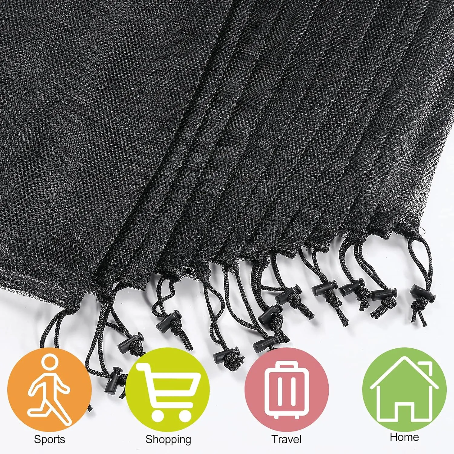 13"X15.5" 12Pcs Mesh Laundry Drawstring Bag Nylon Drawstring Gym Bag with Cord Lock Closure
