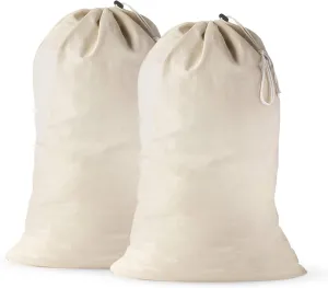 2 Pack - Extra Large Cotton Laundry Bag, Heavy Duty Large Laundry Bags 24 x 36 inch XL Drawstring Travel Organizer Bag Fit Hamper Basket Camp (Beige, Pack of 2)