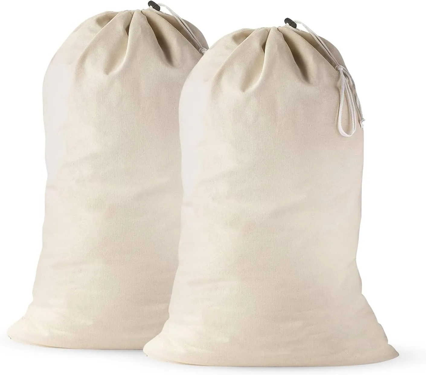 2 Pack - Extra Large Cotton Laundry Bag, Heavy Duty Large Laundry Bags 24 x 36 inch XL Drawstring Travel Organizer Bag Fit Hamper Basket Camp (Beige, Pack of 2)
