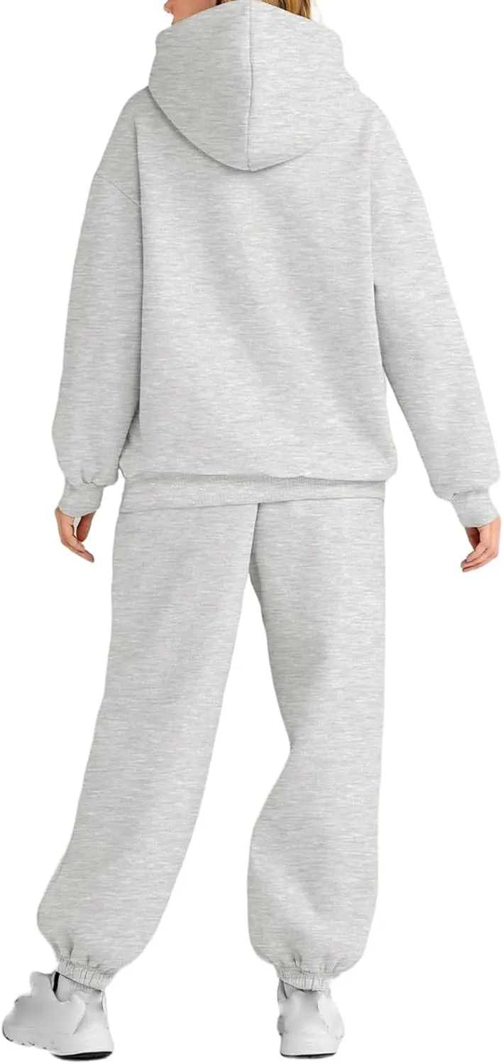 2 Piece Outfits for Women Lounge Hoodie Sweatsuit Sets Oversized Hooded Sweatshirt Fall Winter Sweatpants Tracksuit
