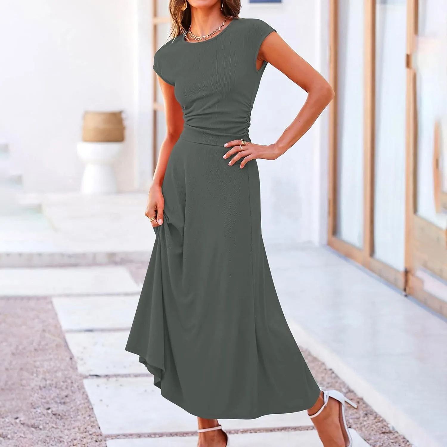 2 Piece Skirt Sets For Women Summer 2024 Sexy Elegant High Waisted Long Flowy Skirt Outfits Vacation Matching Set