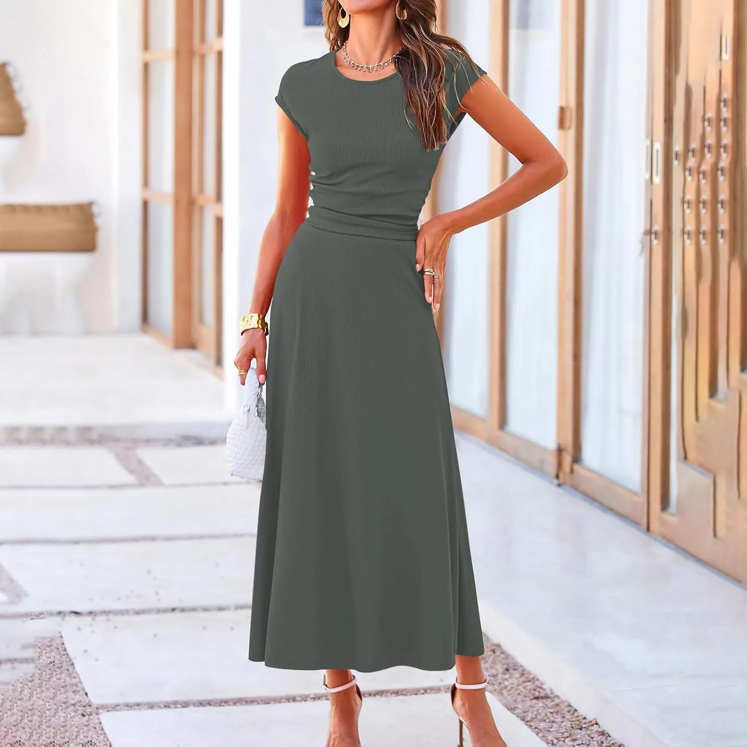 2 Piece Skirt Sets For Women Summer 2024 Sexy Elegant High Waisted Long Flowy Skirt Outfits Vacation Matching Set