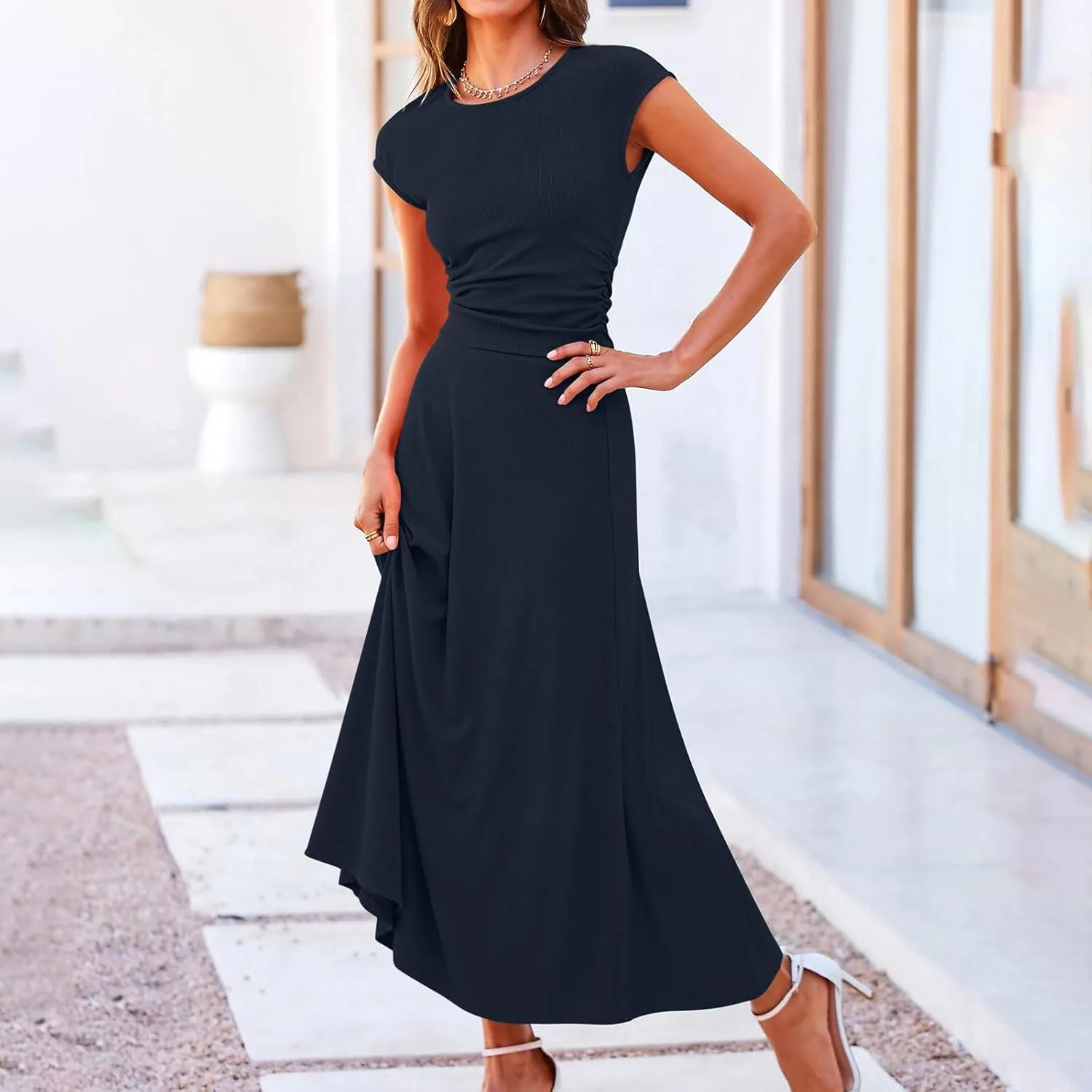 2 Piece Skirt Sets For Women Summer 2024 Sexy Elegant High Waisted Long Flowy Skirt Outfits Vacation Matching Set