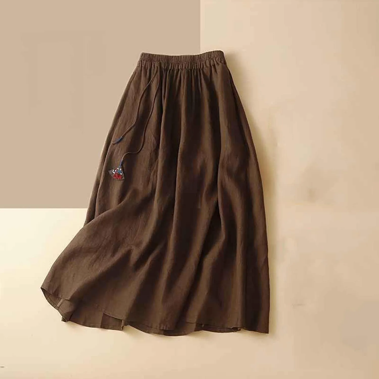2025 Trendy Skirts for Women Solid Elastic High Waisted Tiered Frill Ruffled Flowy Skorts Summer Casual Loose Skirt