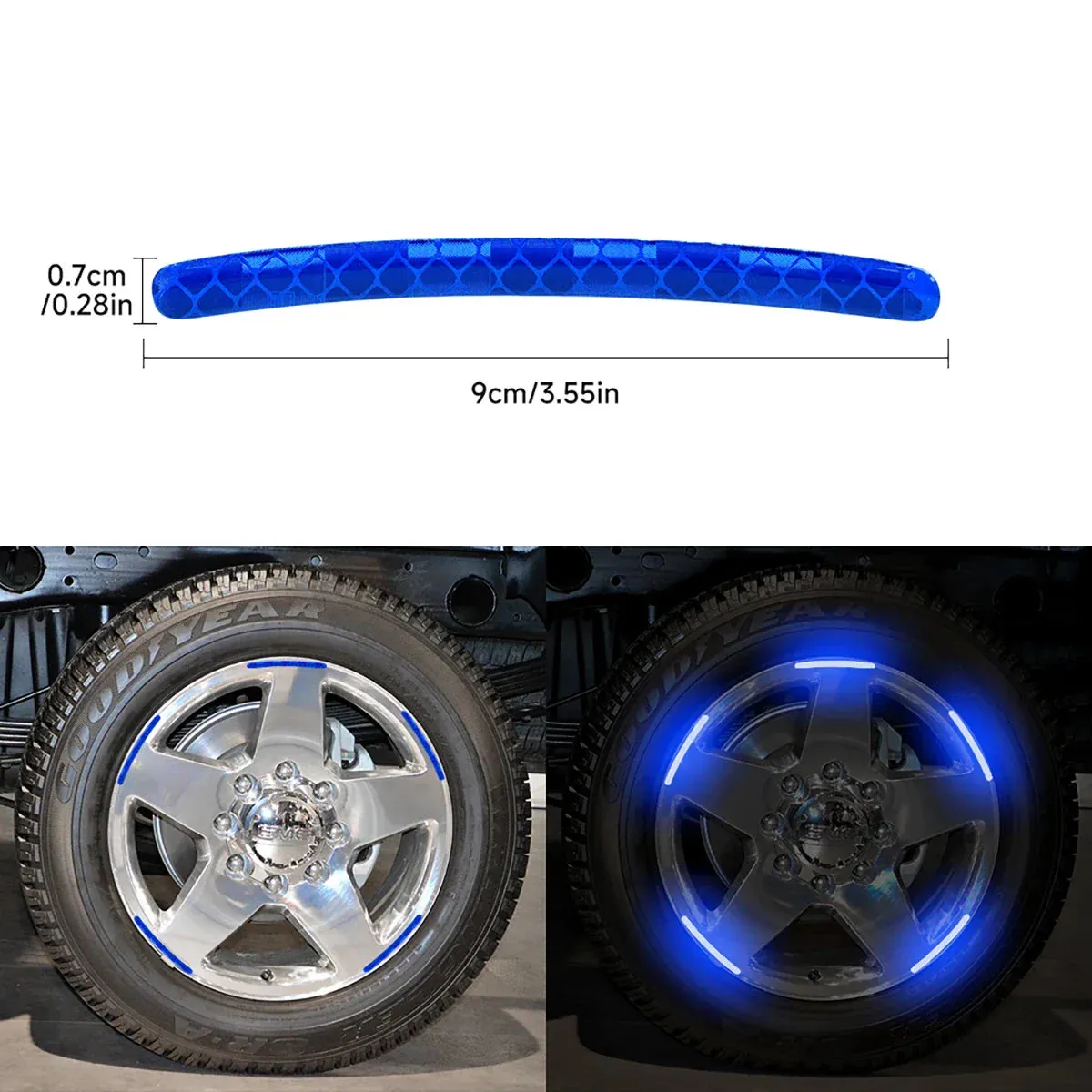 20Pcs Car Tire Rim Reflective Sticker Night Safety Warning Strip For Motorcycle Bike Auto Wheel Hub Reflector Decals