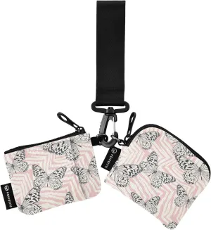 2PCS Coin Purse Wristlet Wallets Keychain Wallet Zip Around Portable Wallet with Detachable Dual Pouch Butterfly On Zebra Print
