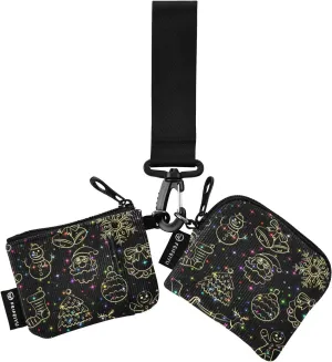 2PCS Coin Purse Wristlet Wallets Keychain Wallet Zip Around Portable Wallet with Detachable Dual Pouch Christmas Seamless Patterns