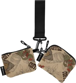 2PCS Coin Purse Wristlet Wallets Keychain Wallet Zip Around Portable Wallet with Detachable Dual Pouch Coffee Beans Branch