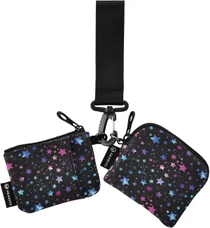 2PCS Coin Purse Wristlet Wallets Keychain Wallet Zip Around Portable Wallet with Detachable Dual Pouch Colorful Star