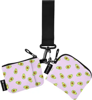 2PCS Coin Purse Wristlet Wallets Keychain Wallet Zip Around Portable Wallet with Detachable Dual Pouch Fruits Avocado