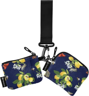 2PCS Coin Purse Wristlet Wallets Keychain Wallet Zip Around Portable Wallet with Detachable Dual Pouch Lemons Butterflies And Bees