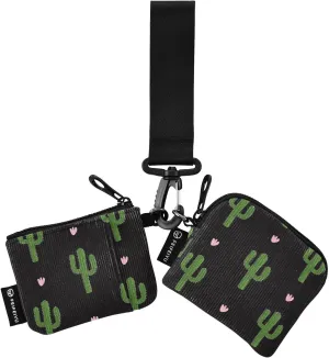 2PCS Coin Purse Wristlet Wallets Keychain Wallet Zip Around Portable Wallet with Detachable Dual Pouch Lovely Cactus