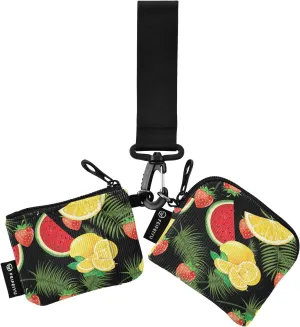 2PCS Coin Purse Wristlet Wallets Keychain Wallet Zip Around Portable Wallet with Detachable Dual Pouch Summer Lemon Watermelon Pineapple
