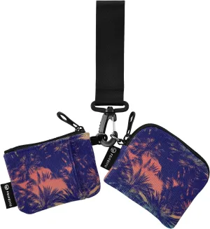 2PCS Tropical Pattern Coin Purse Wristlet Wallets Keychain Wallet Zip Around Portable Wallet with Detachable Dual Pouch