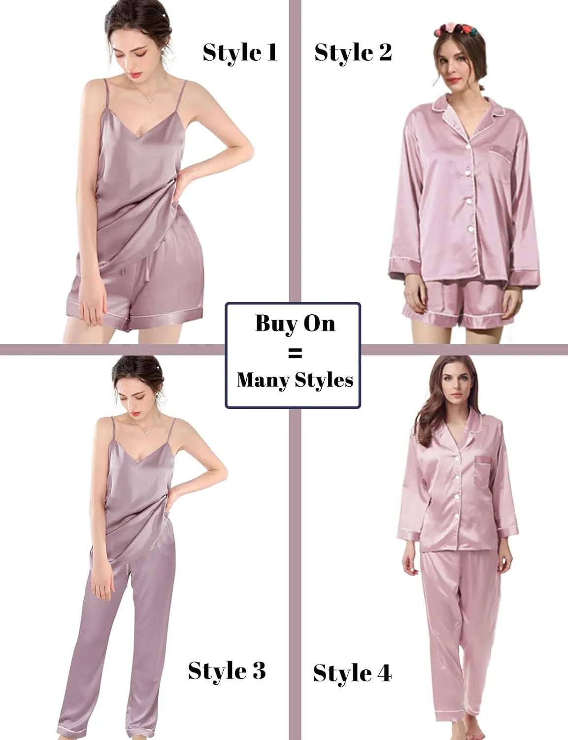 6Pcs Womens Silk Satin Pajama Sets Pj Sets Long Pjs Set Pajamas Sleepwear Camisole Sexy Cami