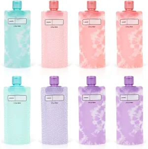 8pcs Portable Empty Squeeze Bags, Refillable Leak Liquid Proof Cosmetic Packaging Pouches for Travel, Makeup Shampoo, Conditioner, Lotion, Soap, Hand Sanitizer