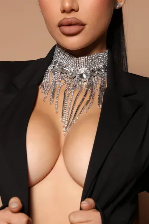 Alessandra Embellished Necklace - Silver