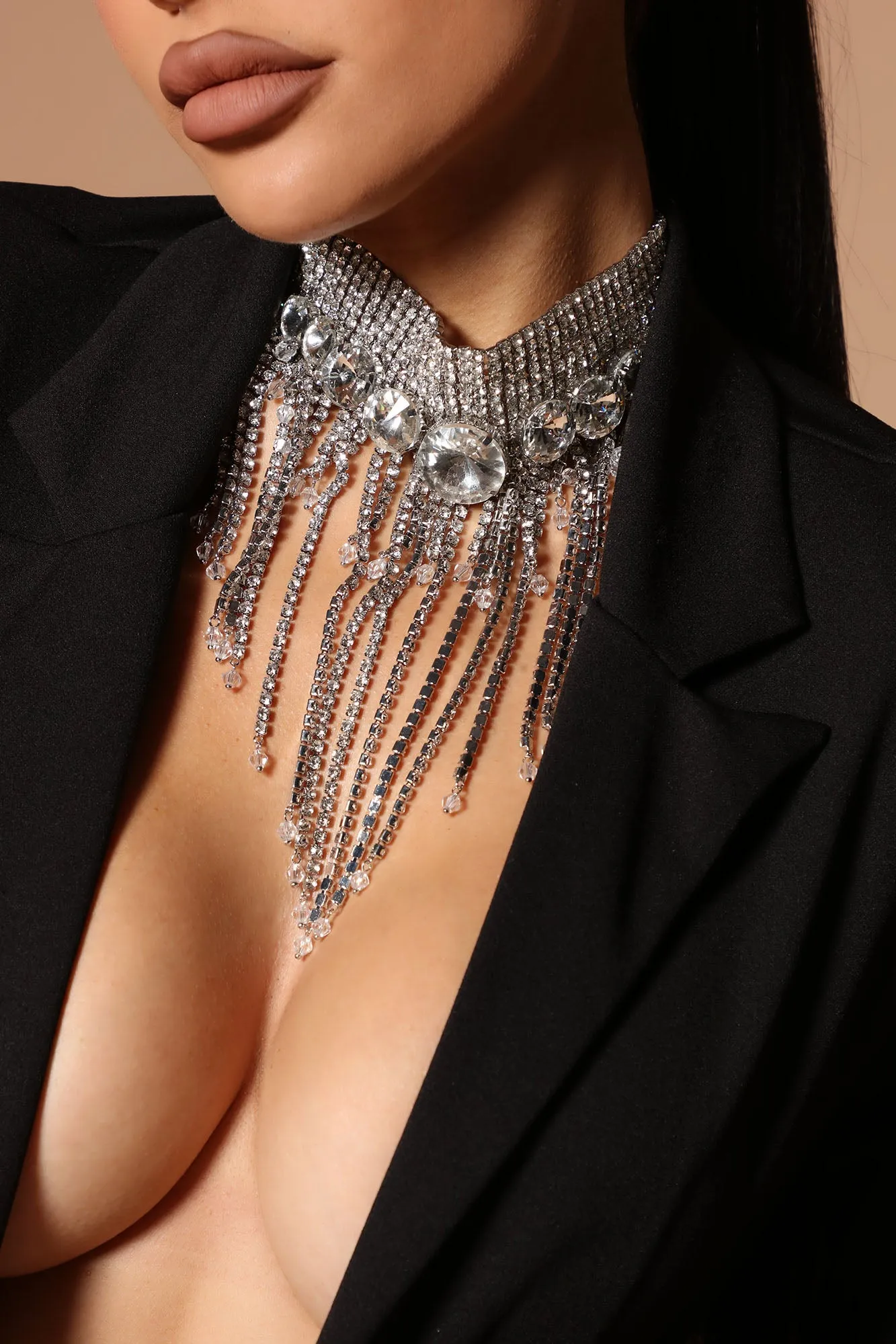Alessandra Embellished Necklace - Silver