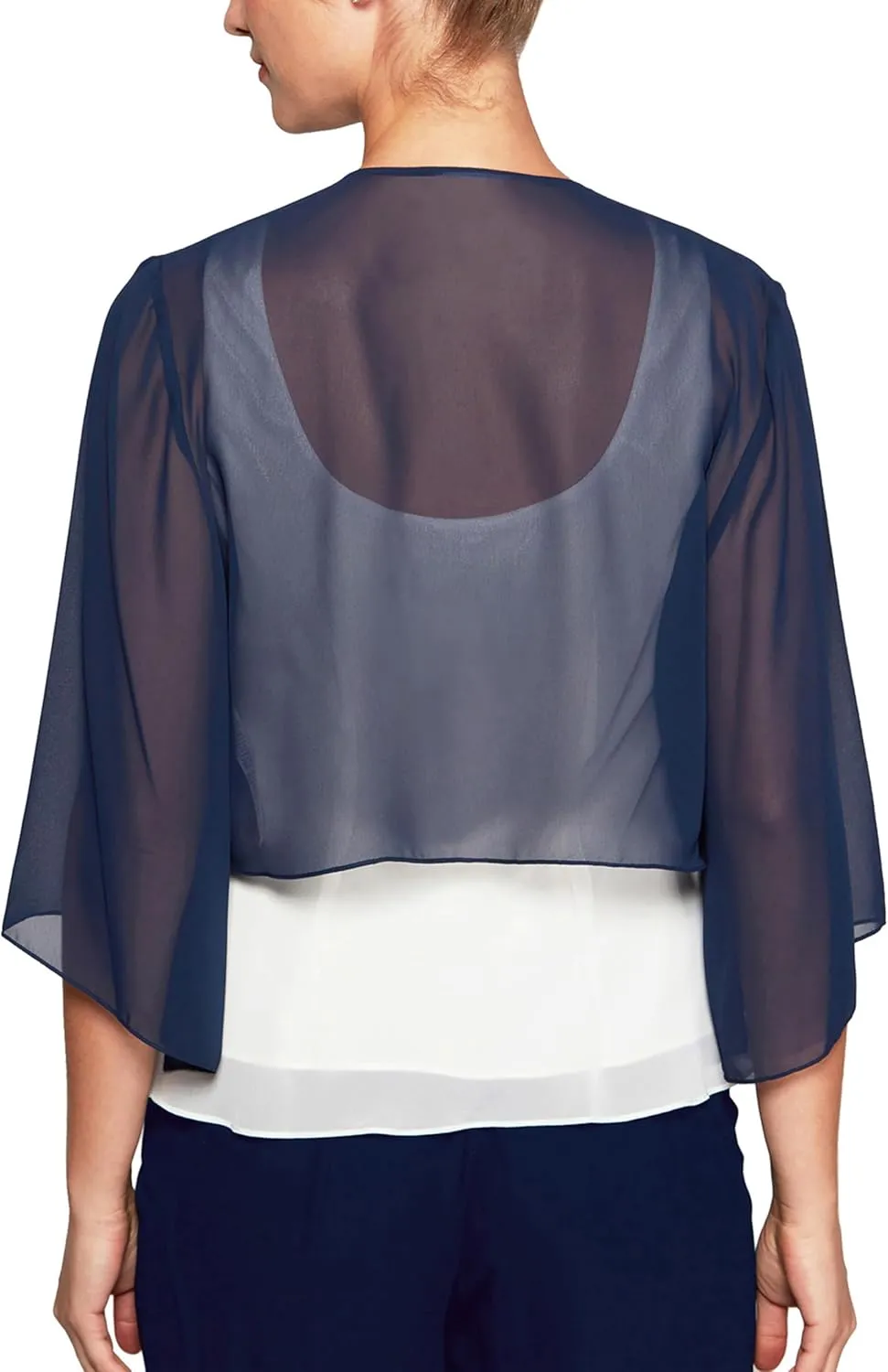 Alex Evenings Women's Short Bolero Shrug Jacket with 3/4 Sleeve Elegant Cropped Cover-Up for Formal and Evening Wear