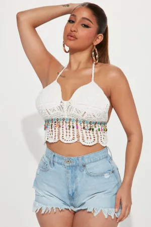 Always Count Me In Crochet Top - White