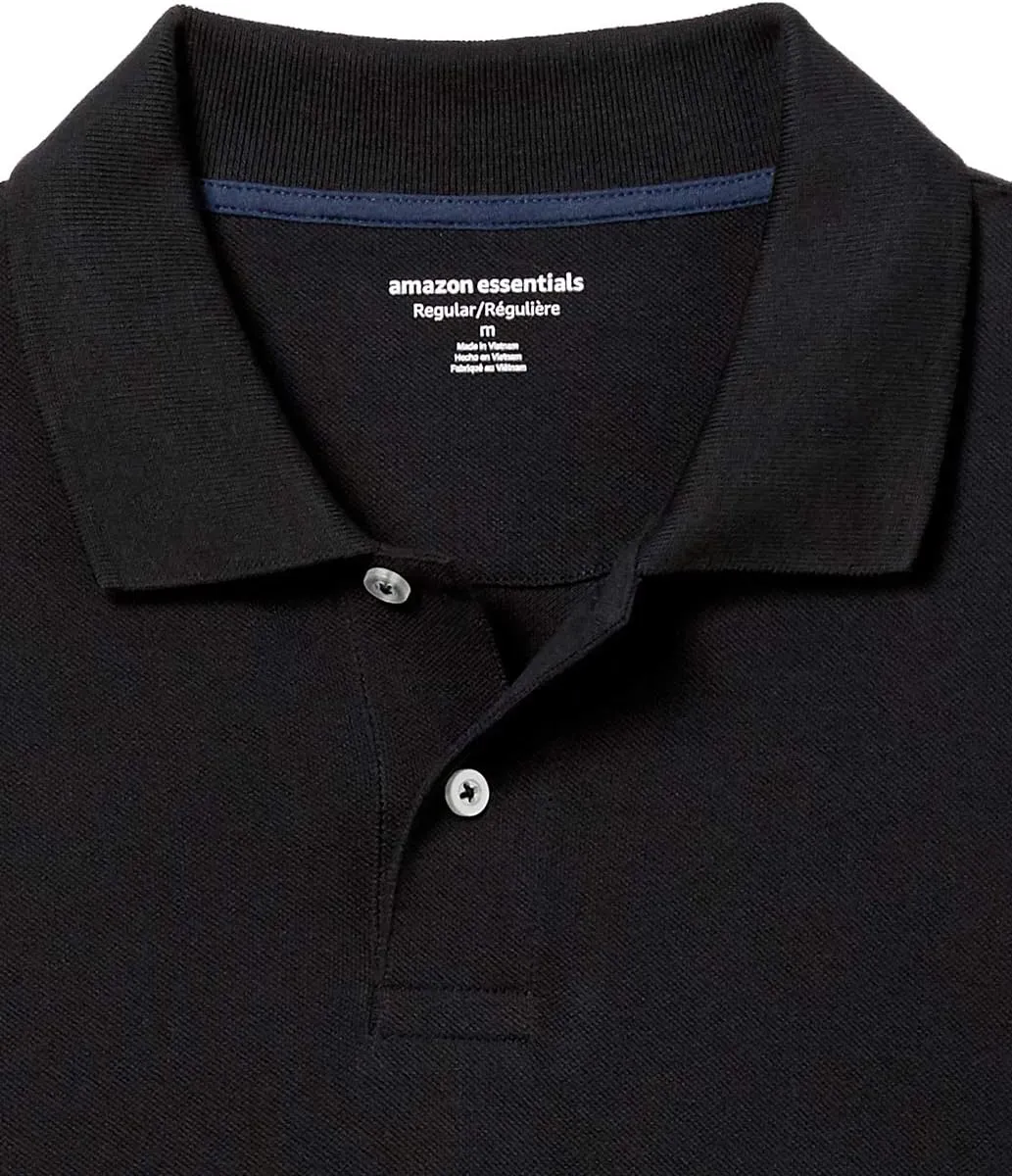 Amazon Essentials Mens Long Sleeve Polo Shirt with Collar, Regular-Fit Pique