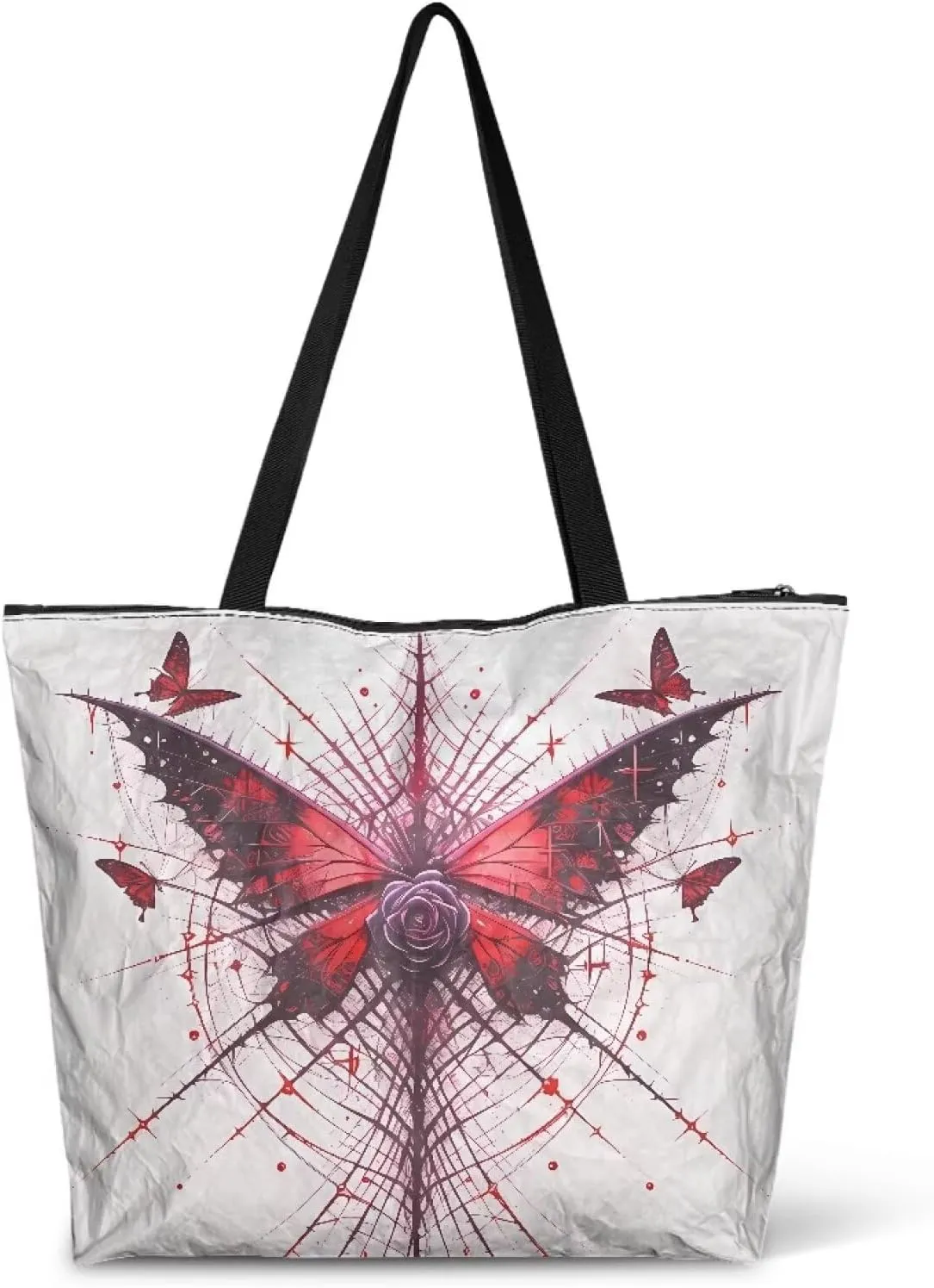 American Flag 14'' Tote Paper Bag for Women Shoulder Tote Bags, Cute Cat Animal Commute Bag, Lemon Fruit Handbag