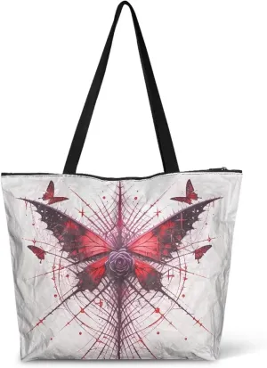 American Flag 14'' Tote Paper Bag for Women Shoulder Tote Bags, Cute Cat Animal Commute Bag, Lemon Fruit Handbag