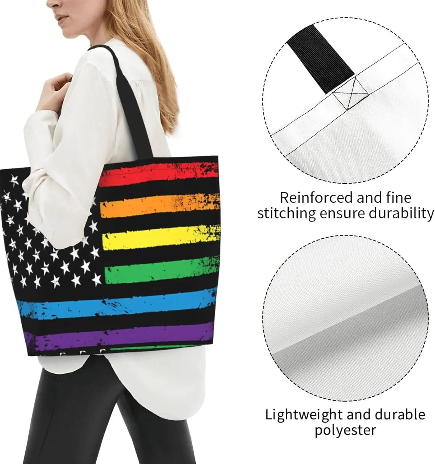 American Motorcycle Flag Dirt Bike Women's Tote Bag Large Capacity Single Shoulder Bags Handbag for Shopping Work