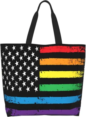 American Motorcycle Flag Dirt Bike Women's Tote Bag Large Capacity Single Shoulder Bags Handbag for Shopping Work