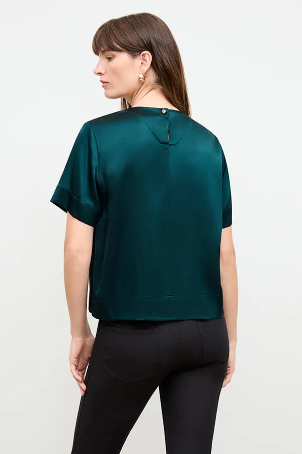 Annika Tee - Washable Silk Charmeuse :: Lagoon