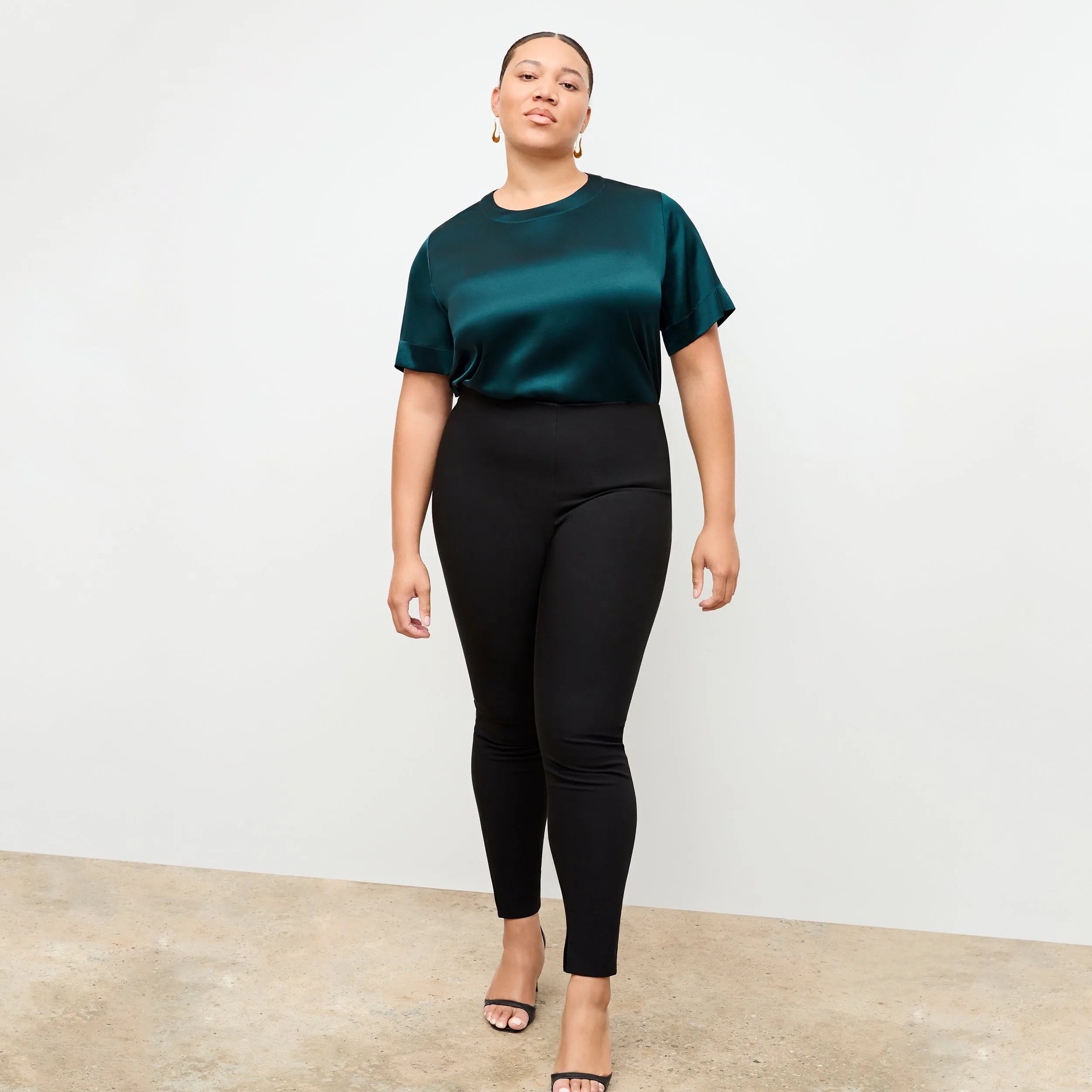 Annika Tee - Washable Silk Charmeuse :: Lagoon