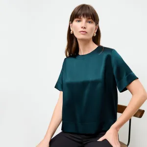 Annika Tee - Washable Silk Charmeuse :: Lagoon