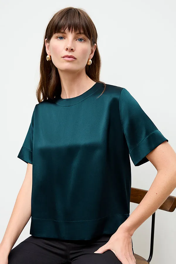 Annika Tee - Washable Silk Charmeuse :: Lagoon