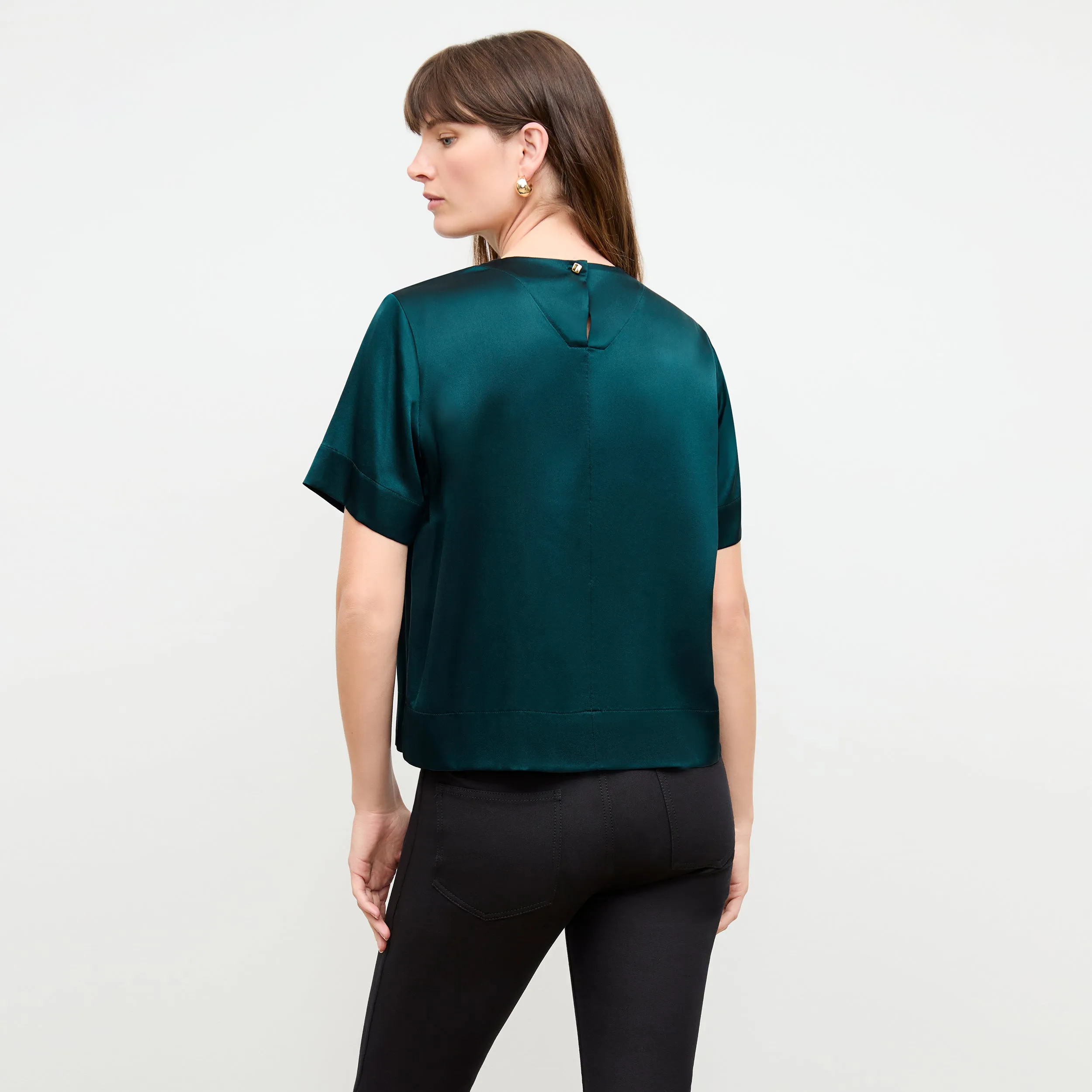 Annika Tee - Washable Silk Charmeuse :: Lagoon