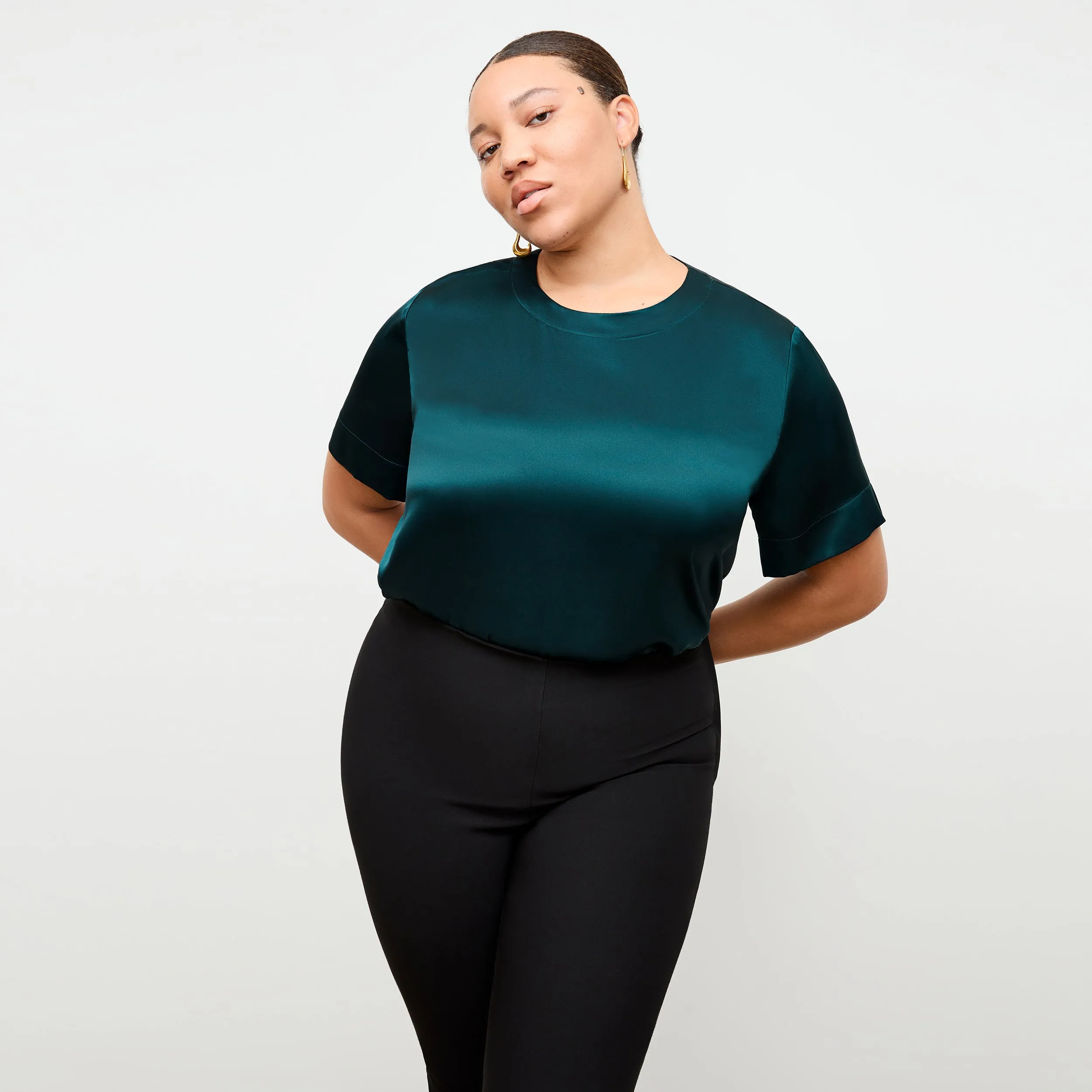Annika Tee - Washable Silk Charmeuse :: Lagoon