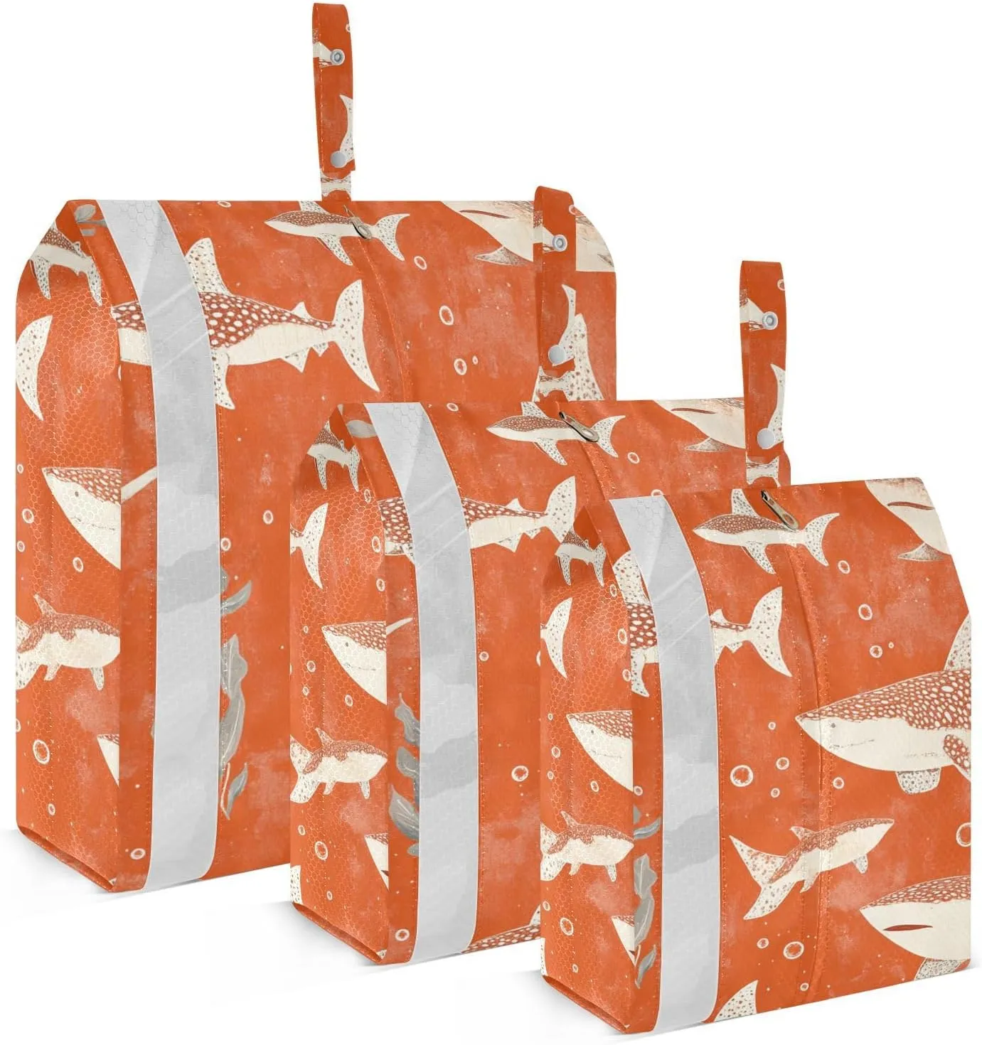 Art Whale fish sea Terracotta 3 Set Packing Travel Bags Reusable Garment Bag Closet Storage Clothes Storage Bags Luggage Bags Organizers