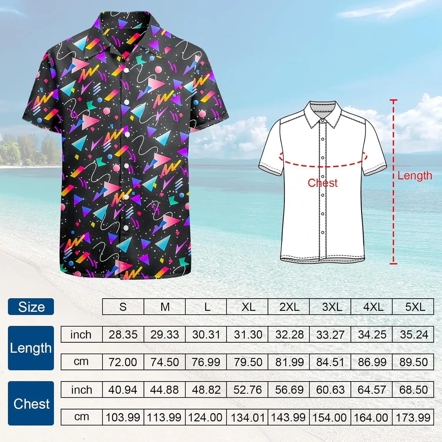 Artsadd 80s 90s Hawaiian Shirt for Men Vintage Button Down Short Sleeve Big and Tall Shirts Funny Party Disco Outfit
