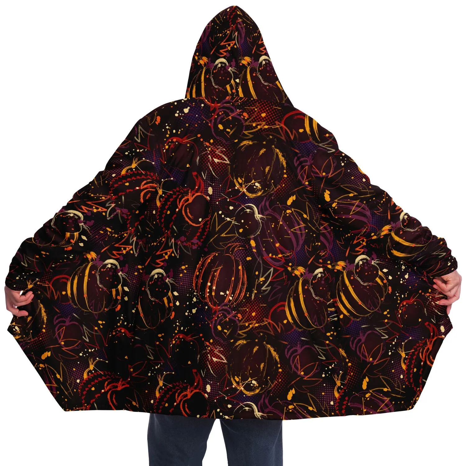 Autumn Pumpkin Microfleece Cloak - Black or White Fleece