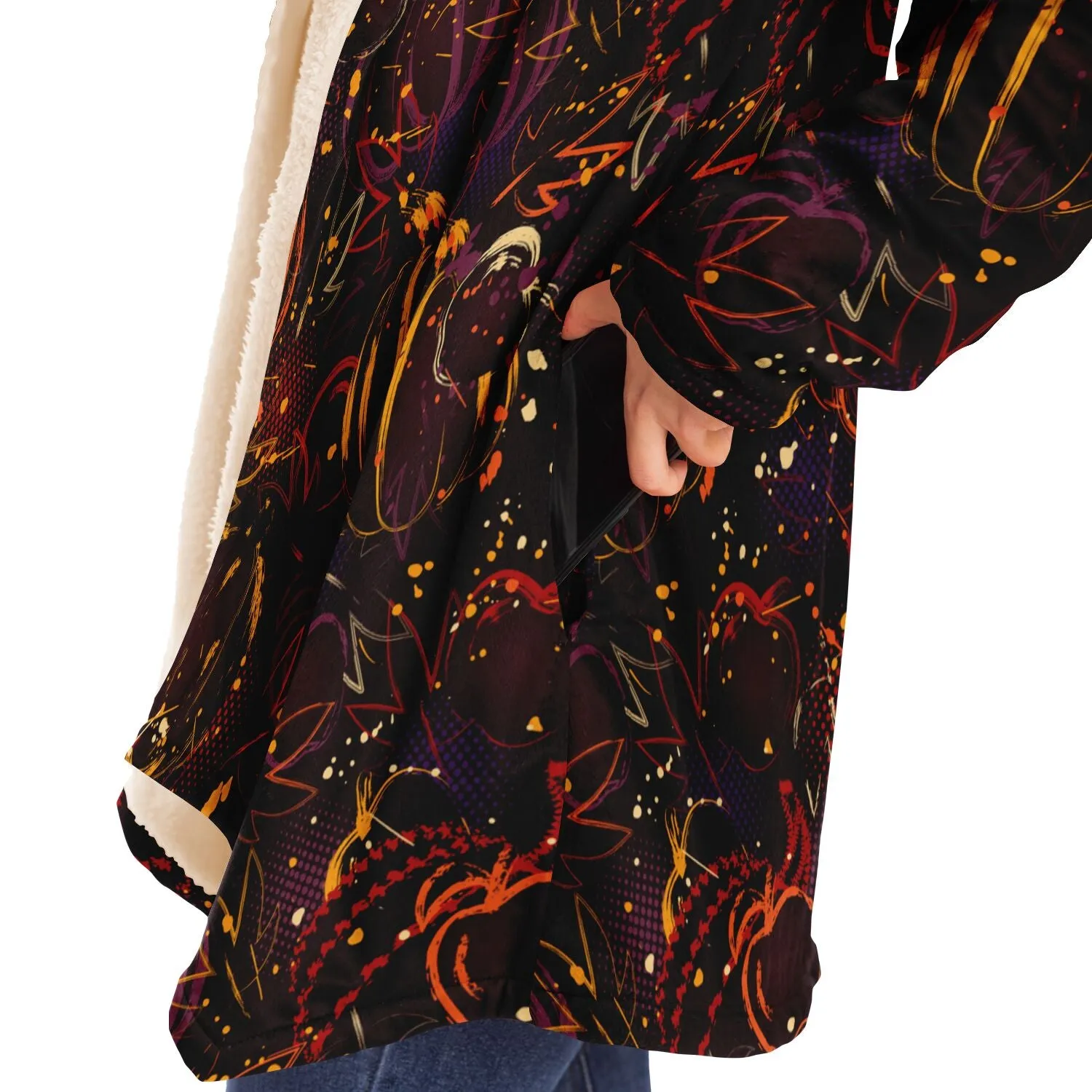 Autumn Pumpkin Microfleece Cloak - Black or White Fleece