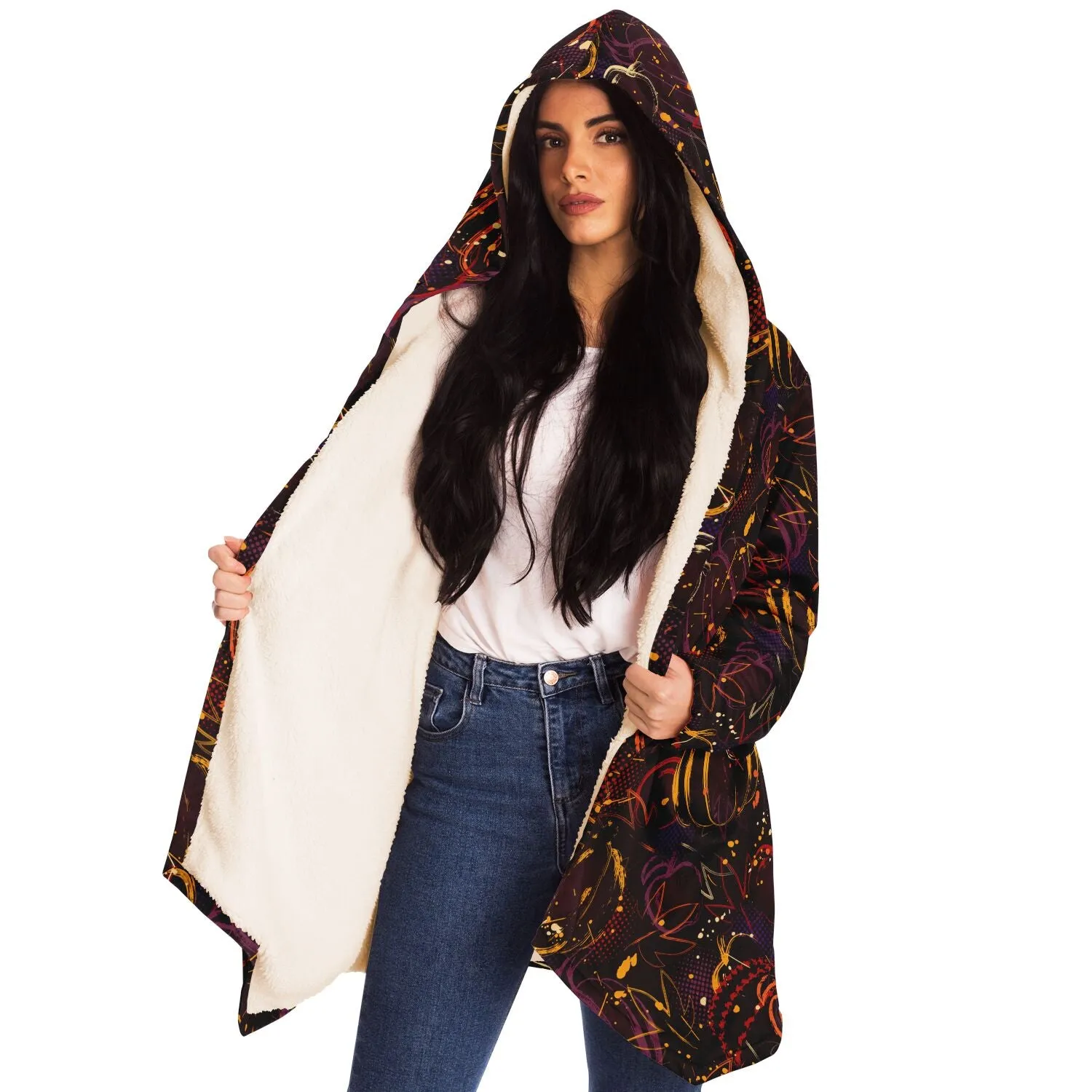 Autumn Pumpkin Microfleece Cloak - Black or White Fleece