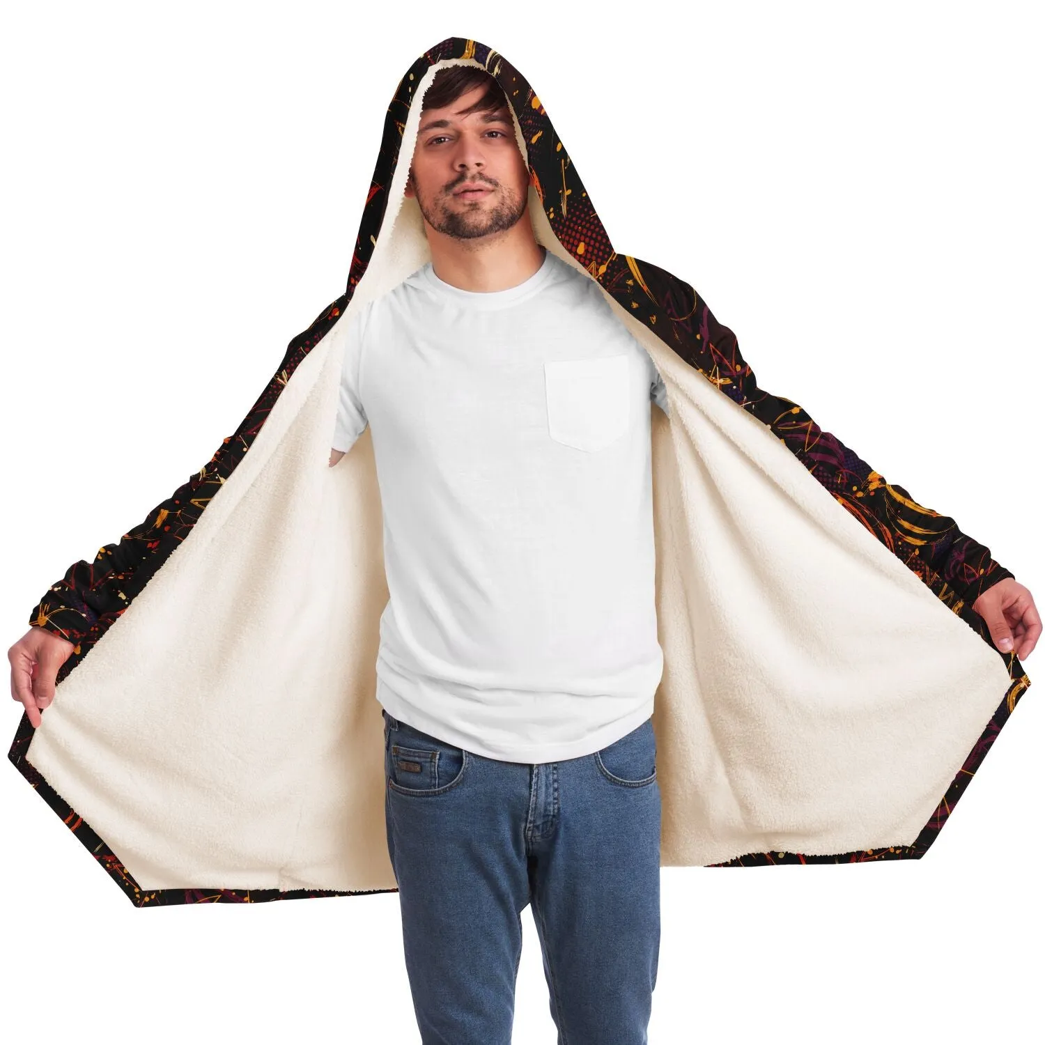 Autumn Pumpkin Microfleece Cloak - Black or White Fleece