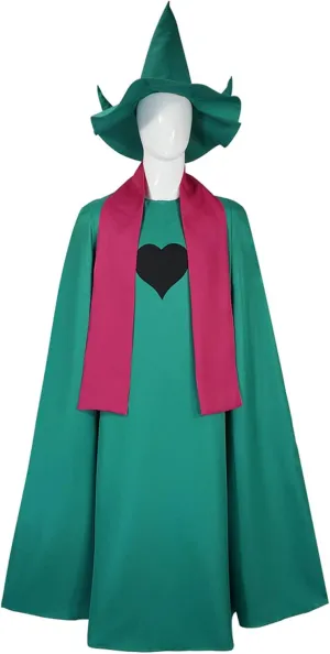 AwwwCos Game Deltarune Ralsei Cosplay Costume Green Wizard Cape Halloween Party Christmas Stage Outfit Cloak Scarf Hat