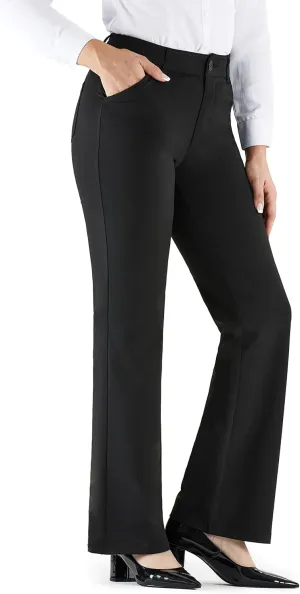 Bamans Dress Pants Women Black Work Pants Black Office Slacks Skinny Leg Casual Business Trousers with Pockets