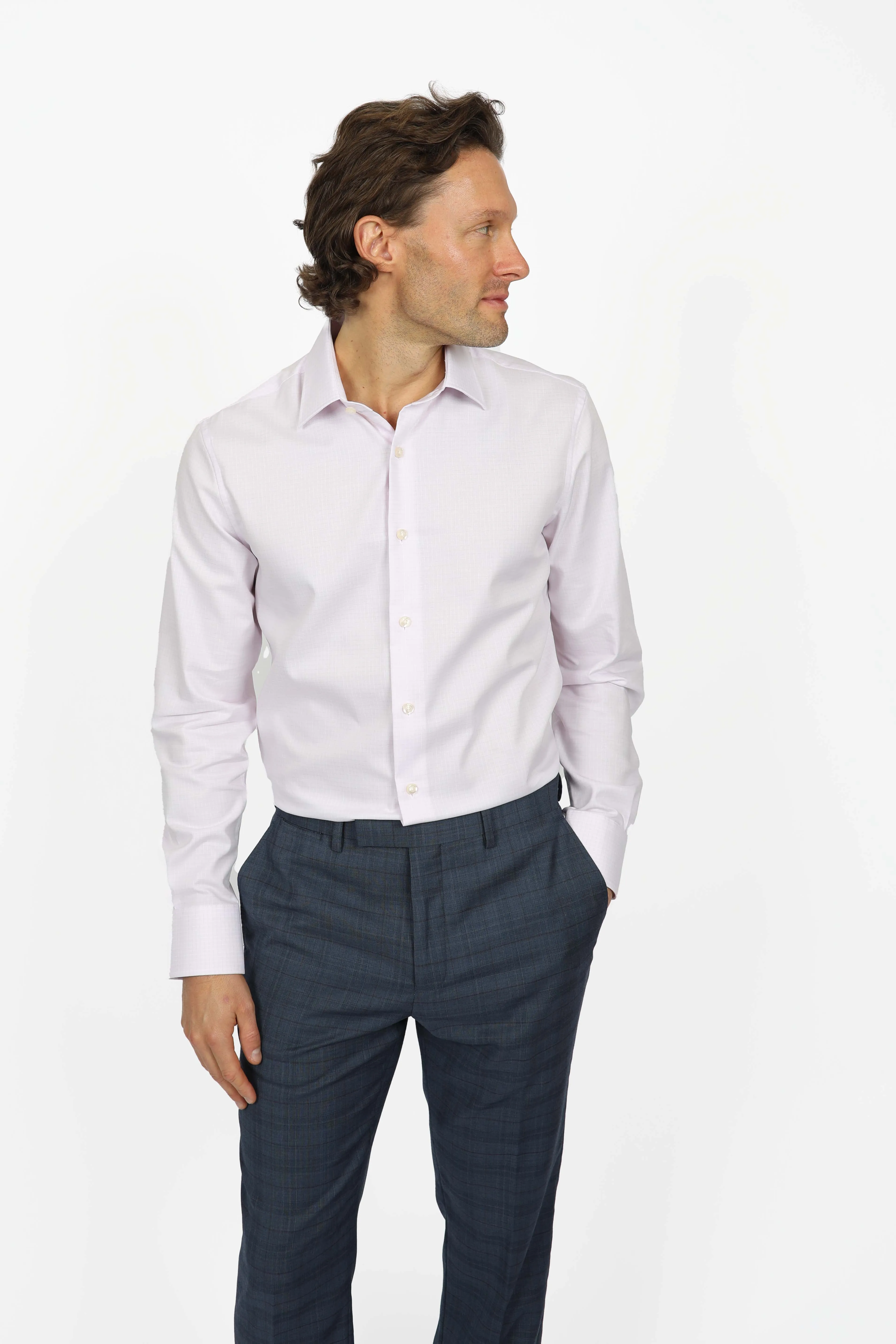 Barely Pink Check Shirt Slim Fit