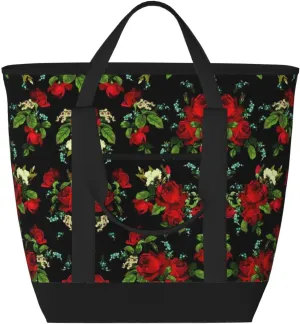 Beautiful rose gift Women's tote bags and reusable women's beach bags are suitable for travel insulation and cooling bags.