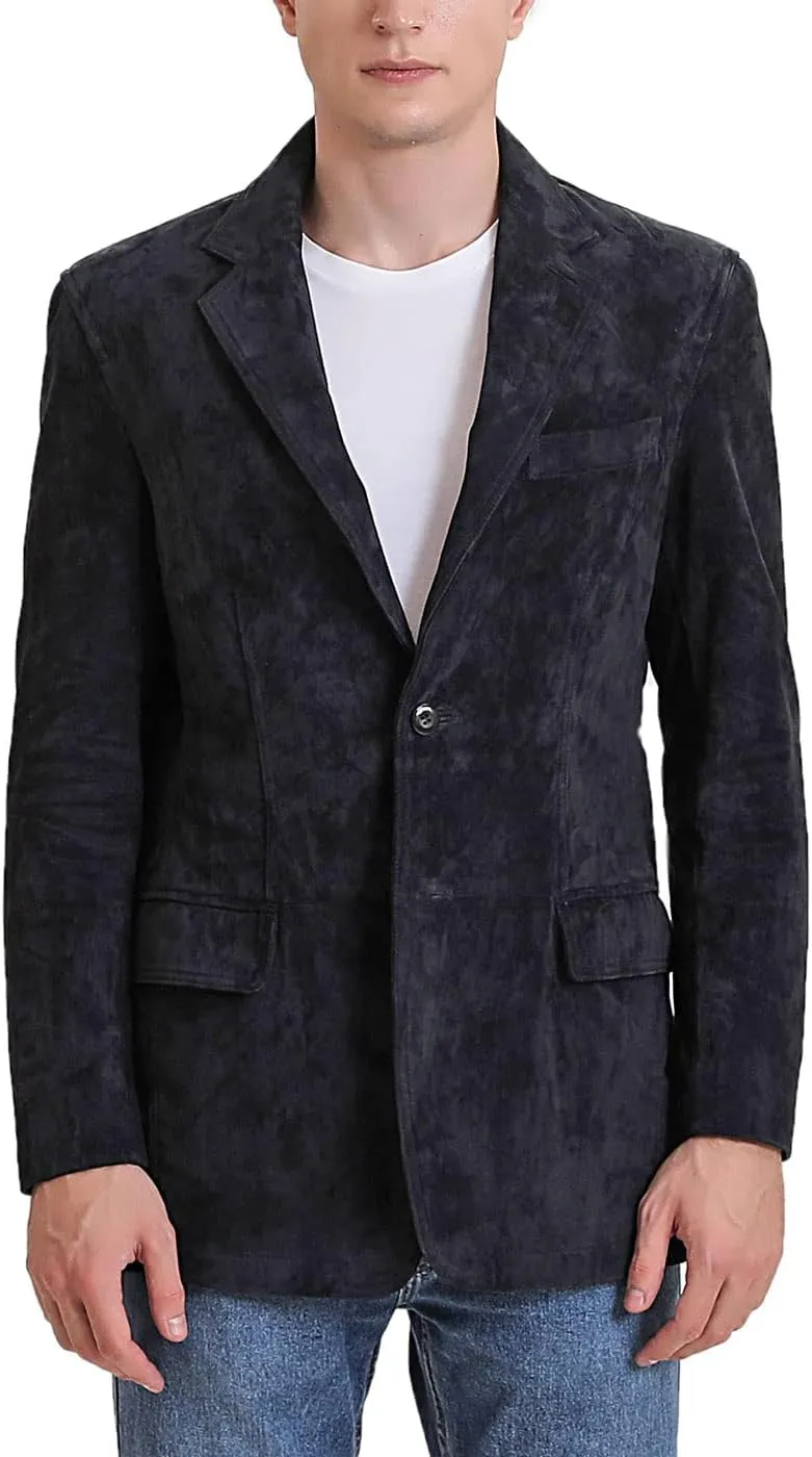 BGSD Men Grant 2-Button Leather Blazer Sport Coat Jacket (Also available in Big and Tall and Short)