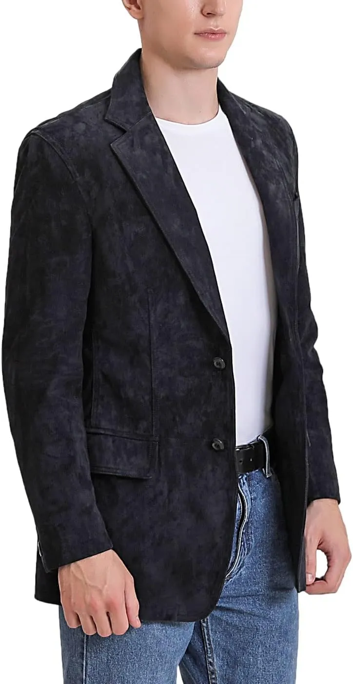 BGSD Men Grant 2-Button Leather Blazer Sport Coat Jacket (Also available in Big and Tall and Short)