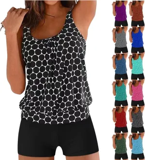 Bikini Sets for Women Summer Beach Two Piece Tankini Swimsuits Blouson Swim Tank Top with Shorts Modest Bathing Suit