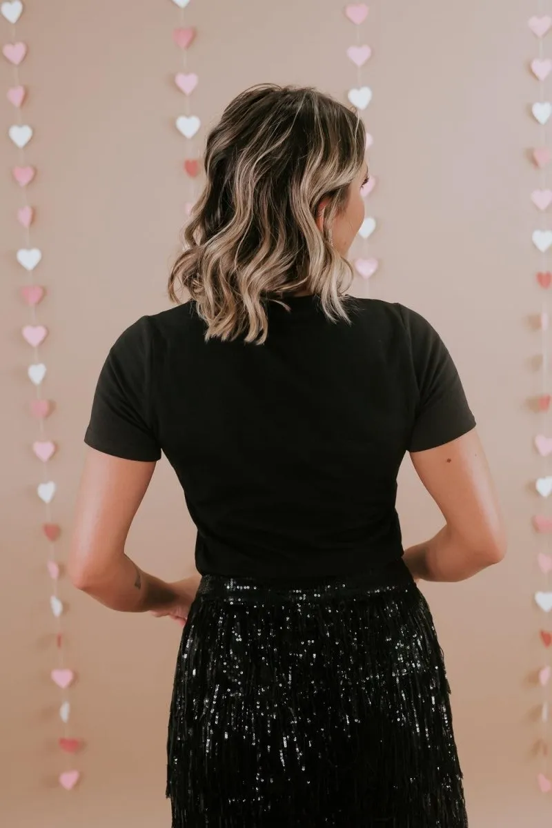 Black "HOWDY" Rhinestone T Shirt
